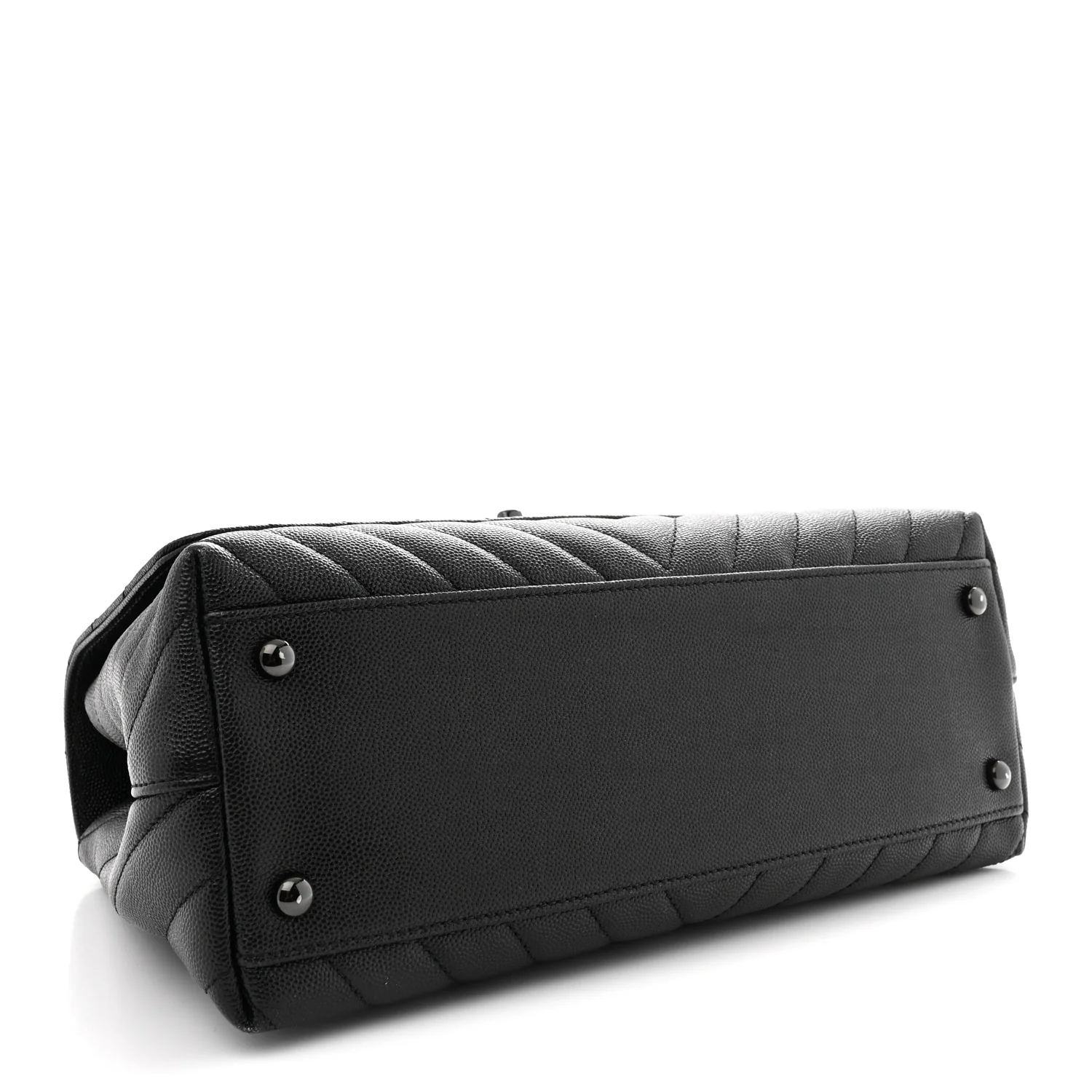 Caviar Chevron Quilted Small Coco Handle Flap So Black - Top Club