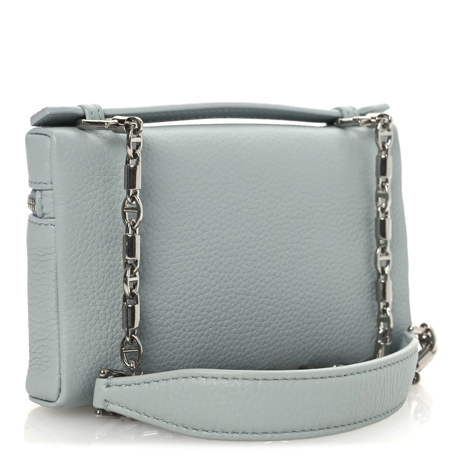Grained Calfskin Extra Pocket Mini Pouch Minty Breeze - Top Club