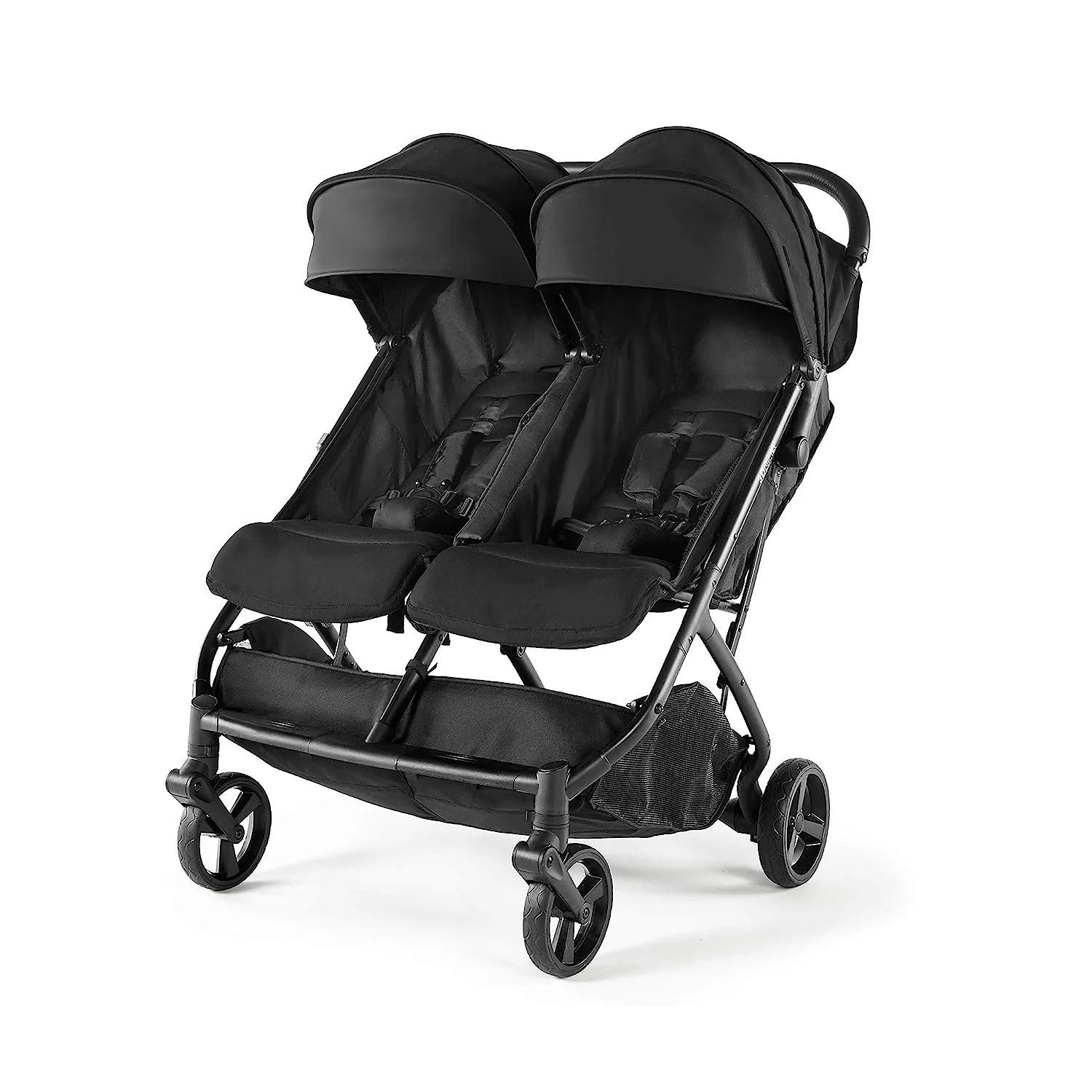 Double Stroller, Black - Car Seat Compatible Stroller - Lightweight stroller with convenient one-hand folding, adjustable seats, two extra-large canopies and parent-friendly features