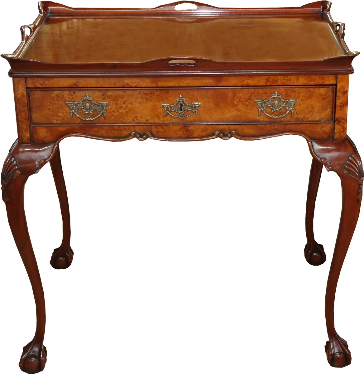 Baroque luxury console tea table mahogany brown 80 x 60 x H. 78 cm - antique style furniture - baroque dining table - Limited Edition