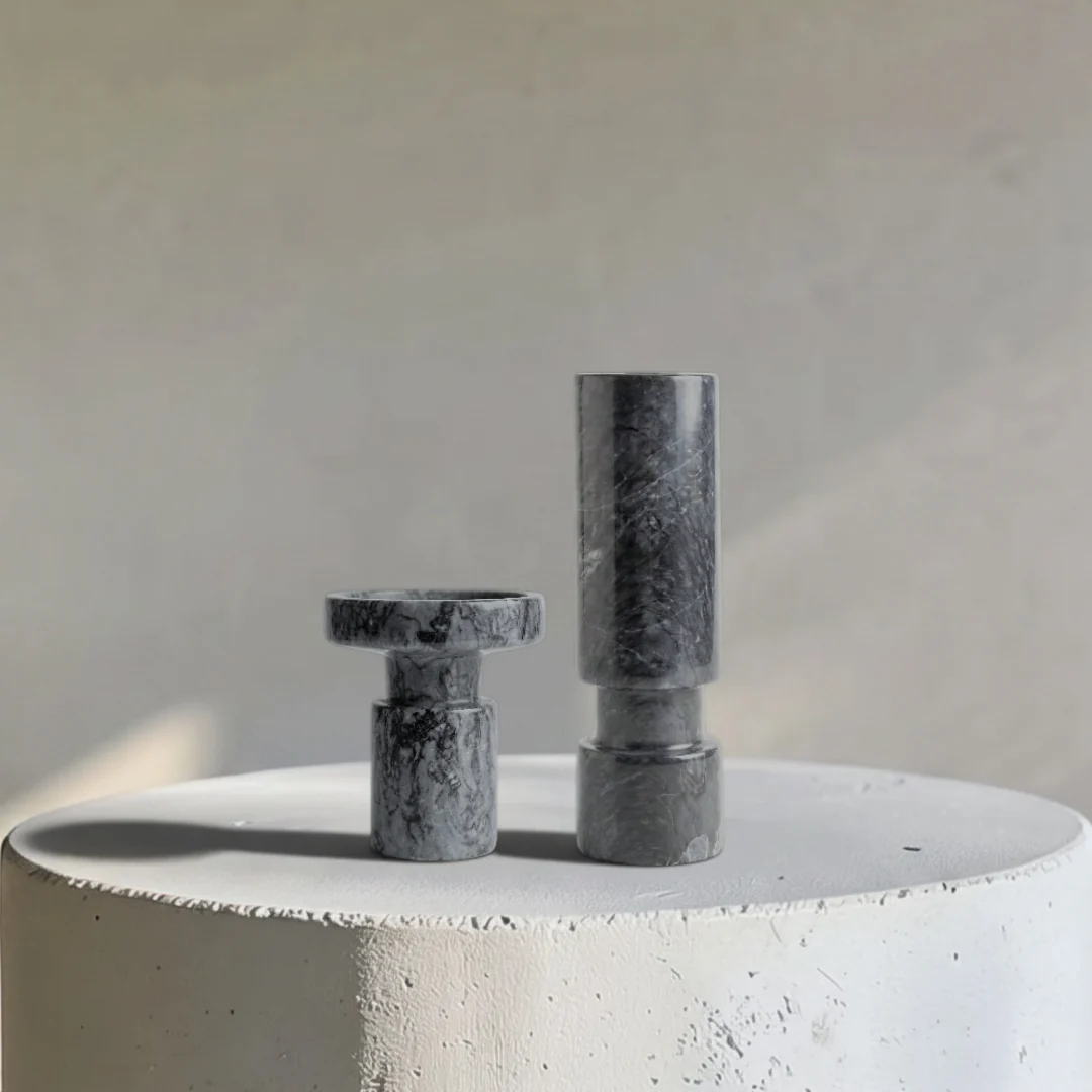 Noir Oceana Marble Candle Holders