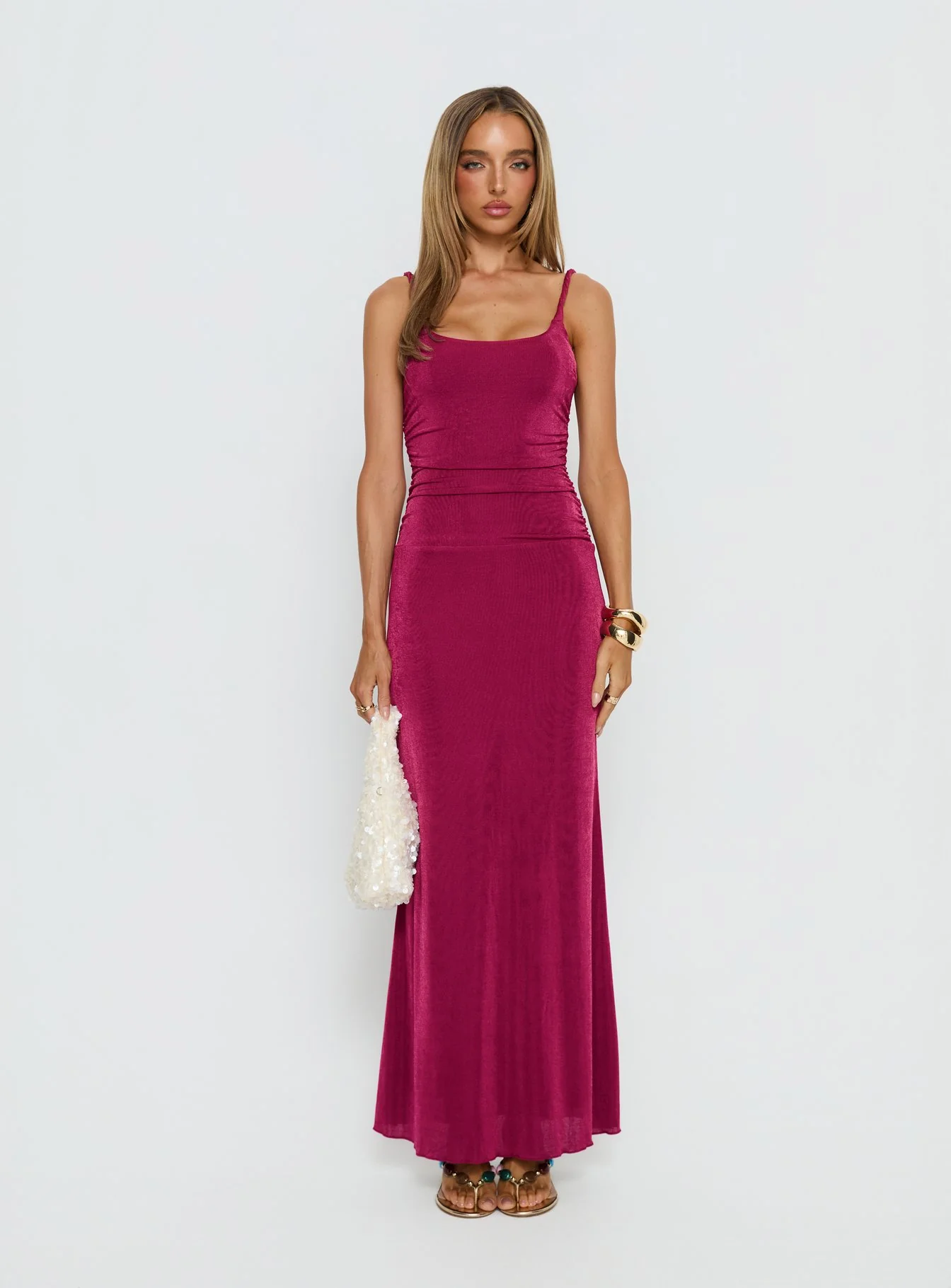 Lavonne Ruched Maxi Dress Plum