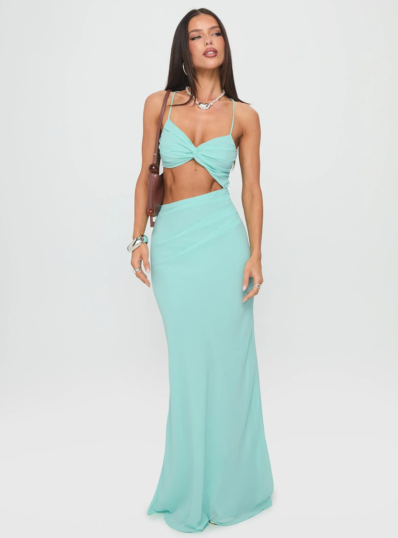 No Control Keyhole Maxi Dress Aqua