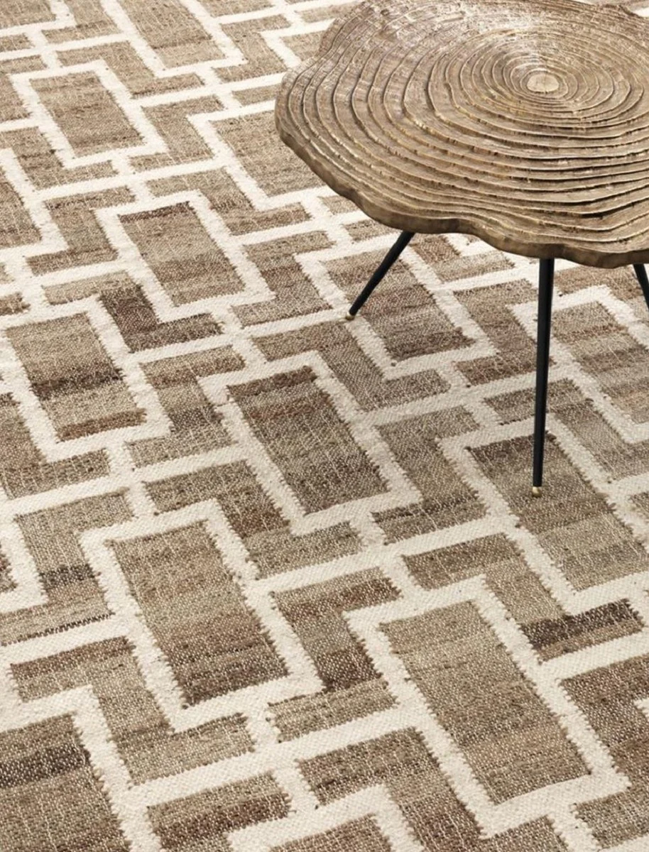 Luxury jute carpet natural colors / white 300 x 400 cm - luxury living room accessories