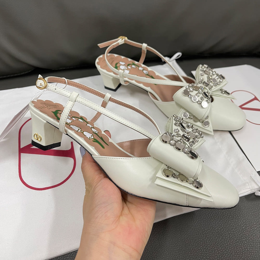 VALENTINO BOWOW crystal-embellished sheepskin high heels (heel height 4.5 cm) - Top Club