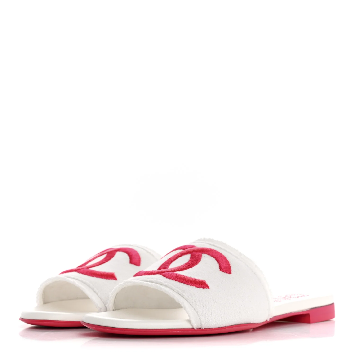 Jersey Knit CC Mules 37 White Fuchsia - Top Club