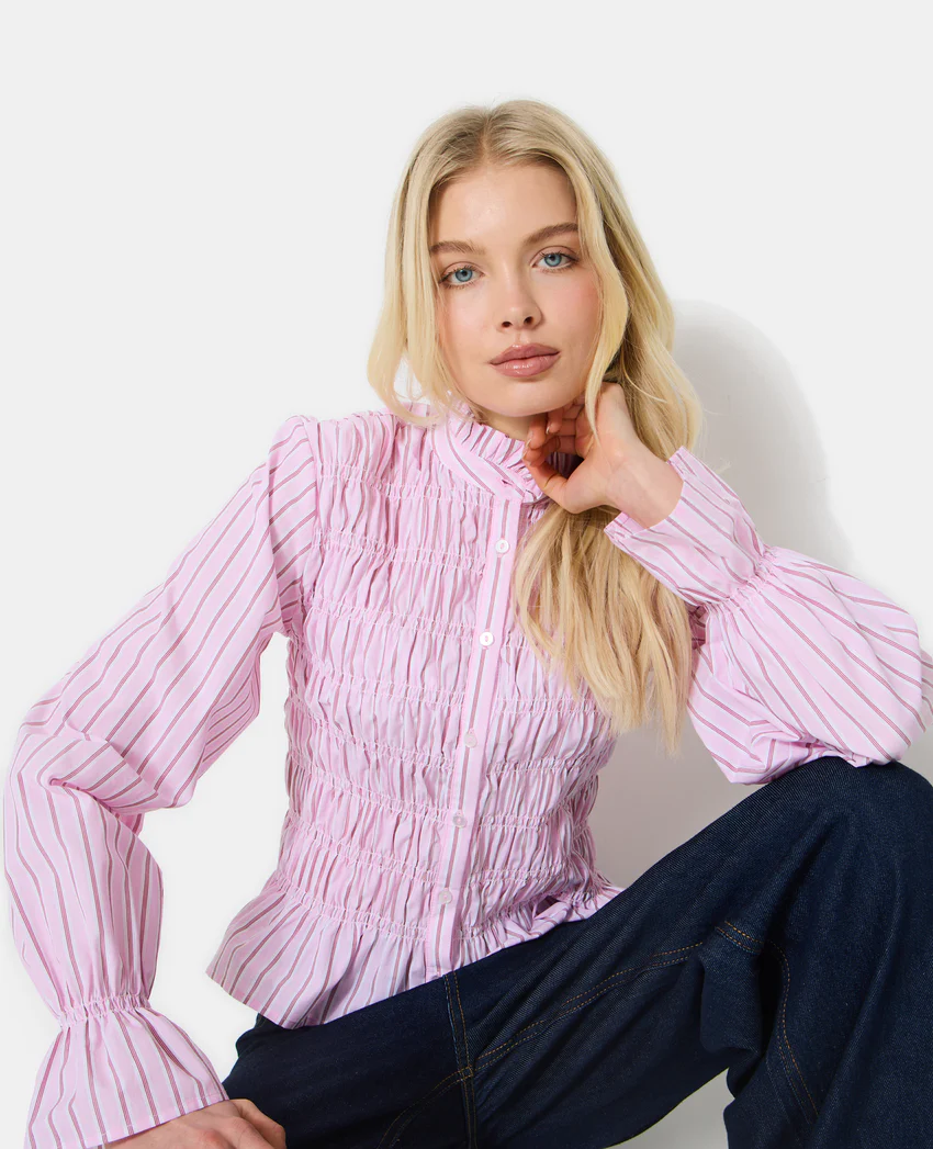 Pimkie Chemise smockée et rayé avec manches ballons