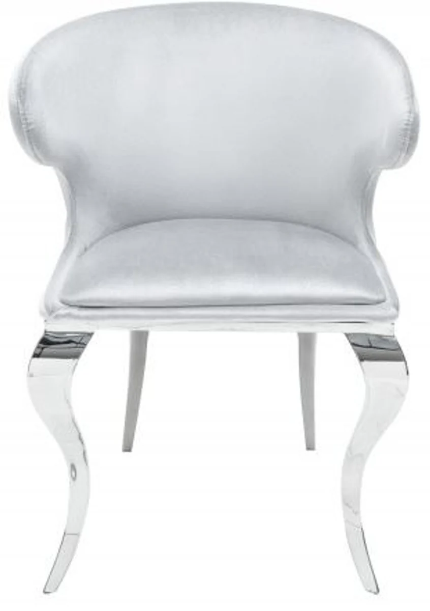 Designer dining room chair velvet / gray 61 x 60 x H.79 cm - Dining room furniture