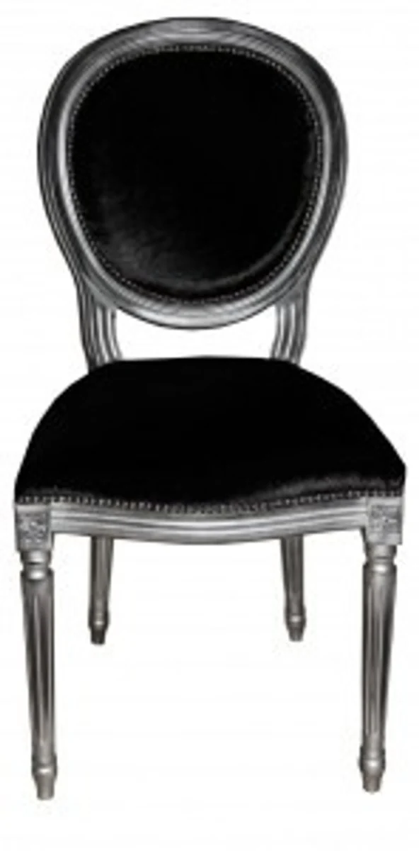 Design dining room set black/silver - extendable dining table + 6 chairs