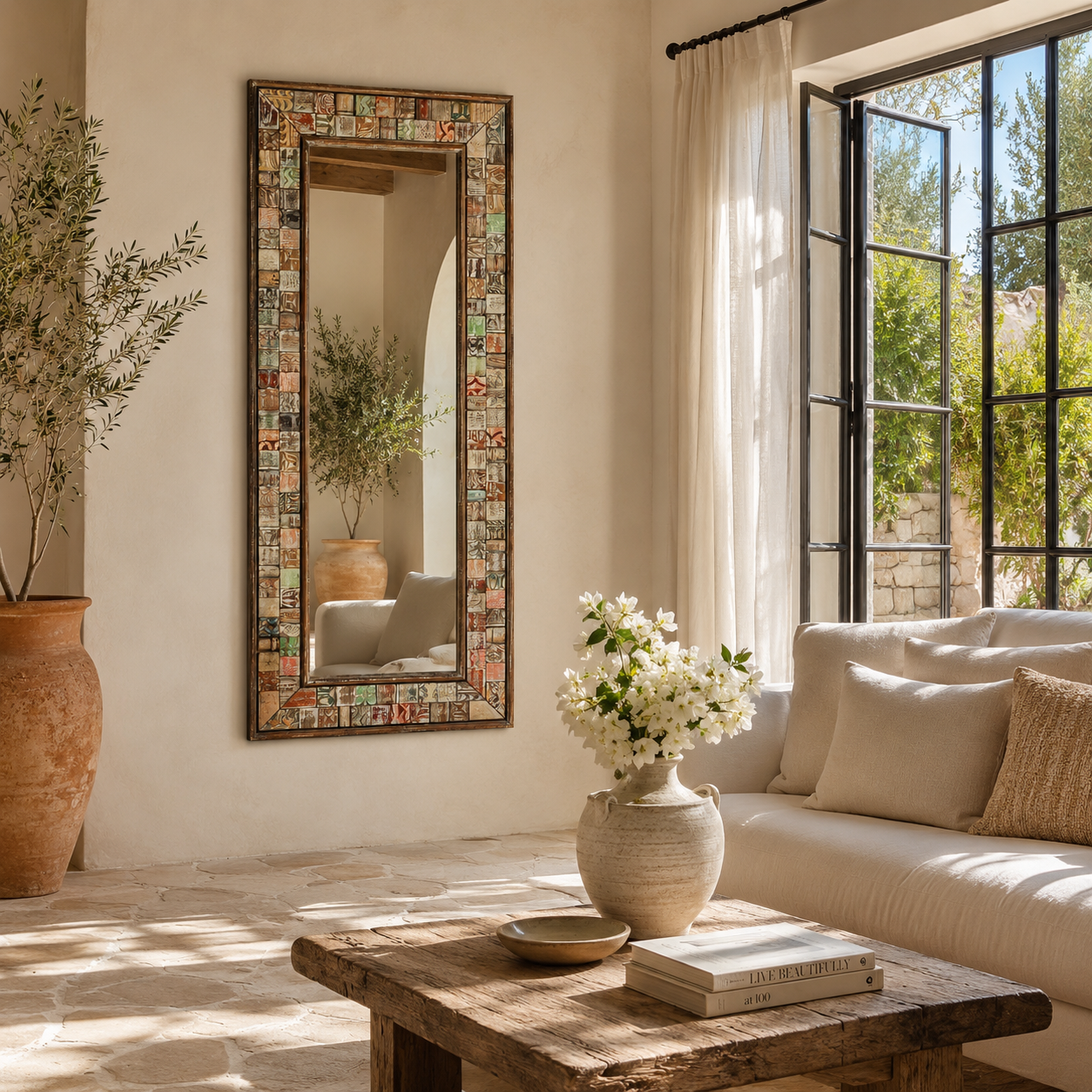 Gajar - Handgemaakte Patchwork Spiegel in Boho Stijl