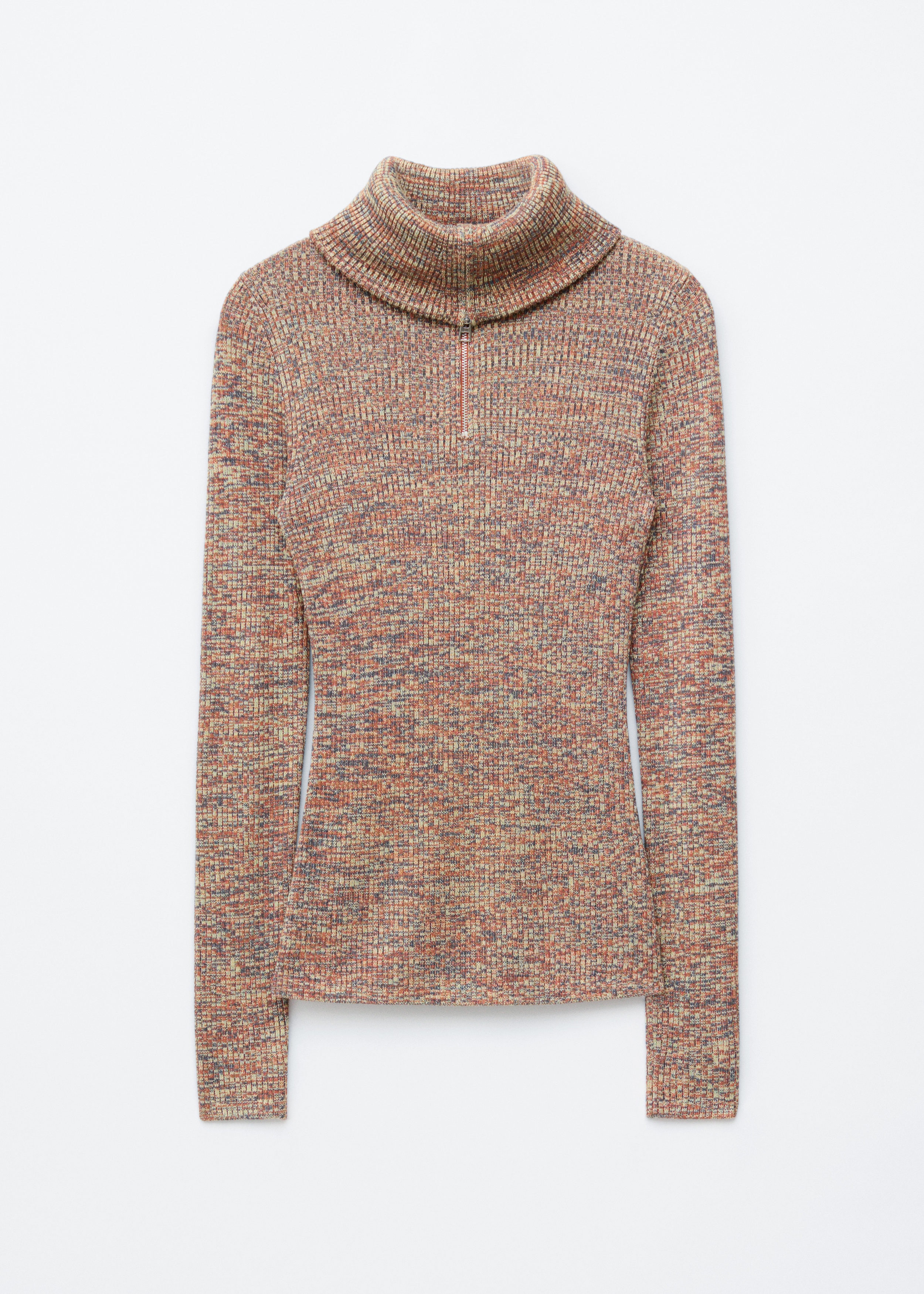 & Other Stories MELANGE KNIT HALF-ZIP TOP