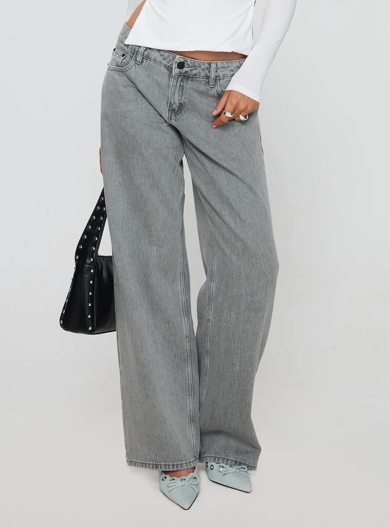 Ellanor Low Rise Straight Leg Jeans Washed Grey Petite