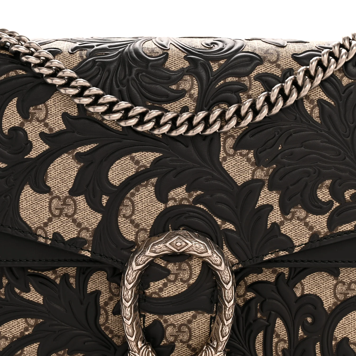 GG Supreme Monogram Arabesque Medium Dionysus Shoulder Bag Black - Top Club