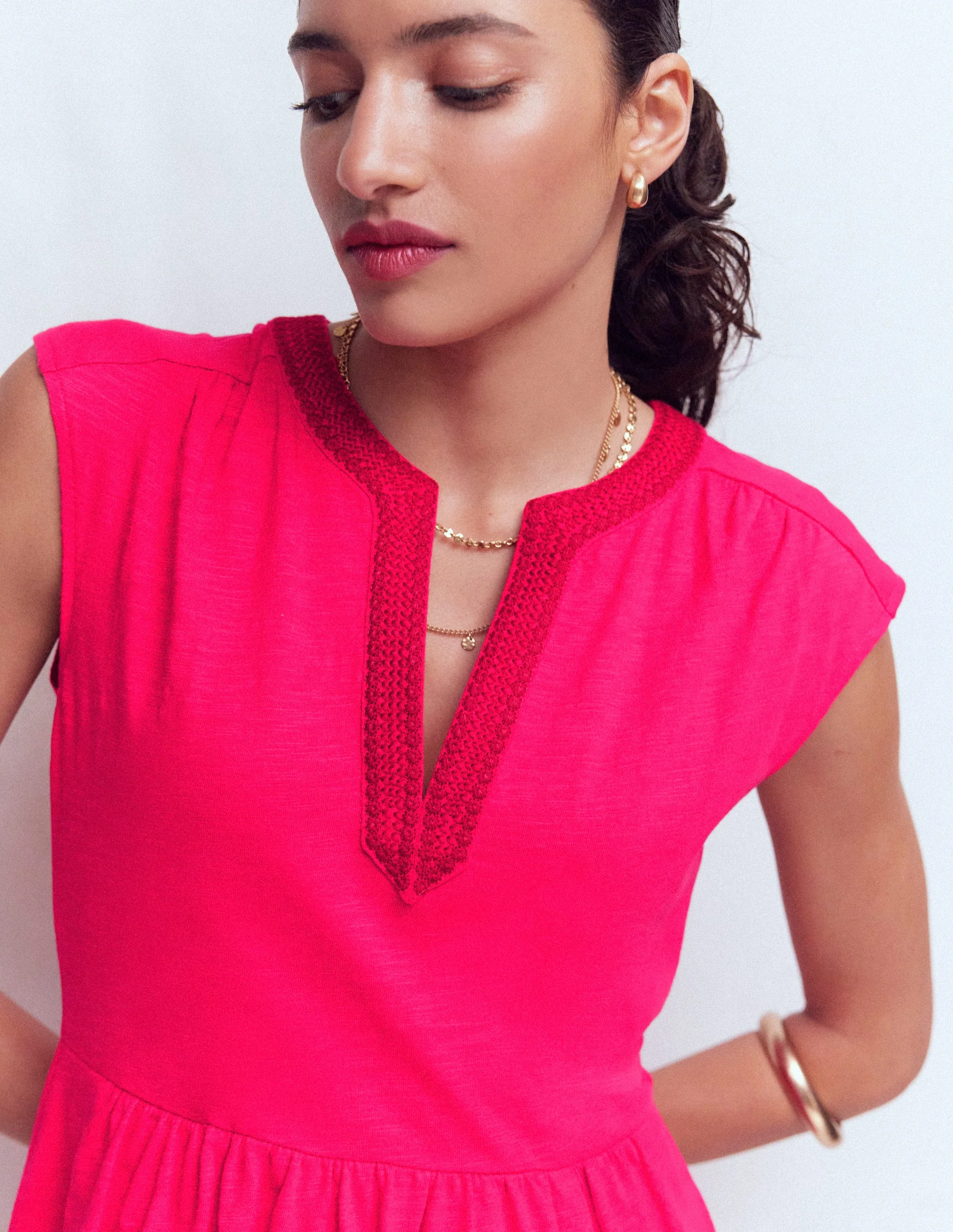 May Kurzes Jerseykleid-Opulentes Rosa