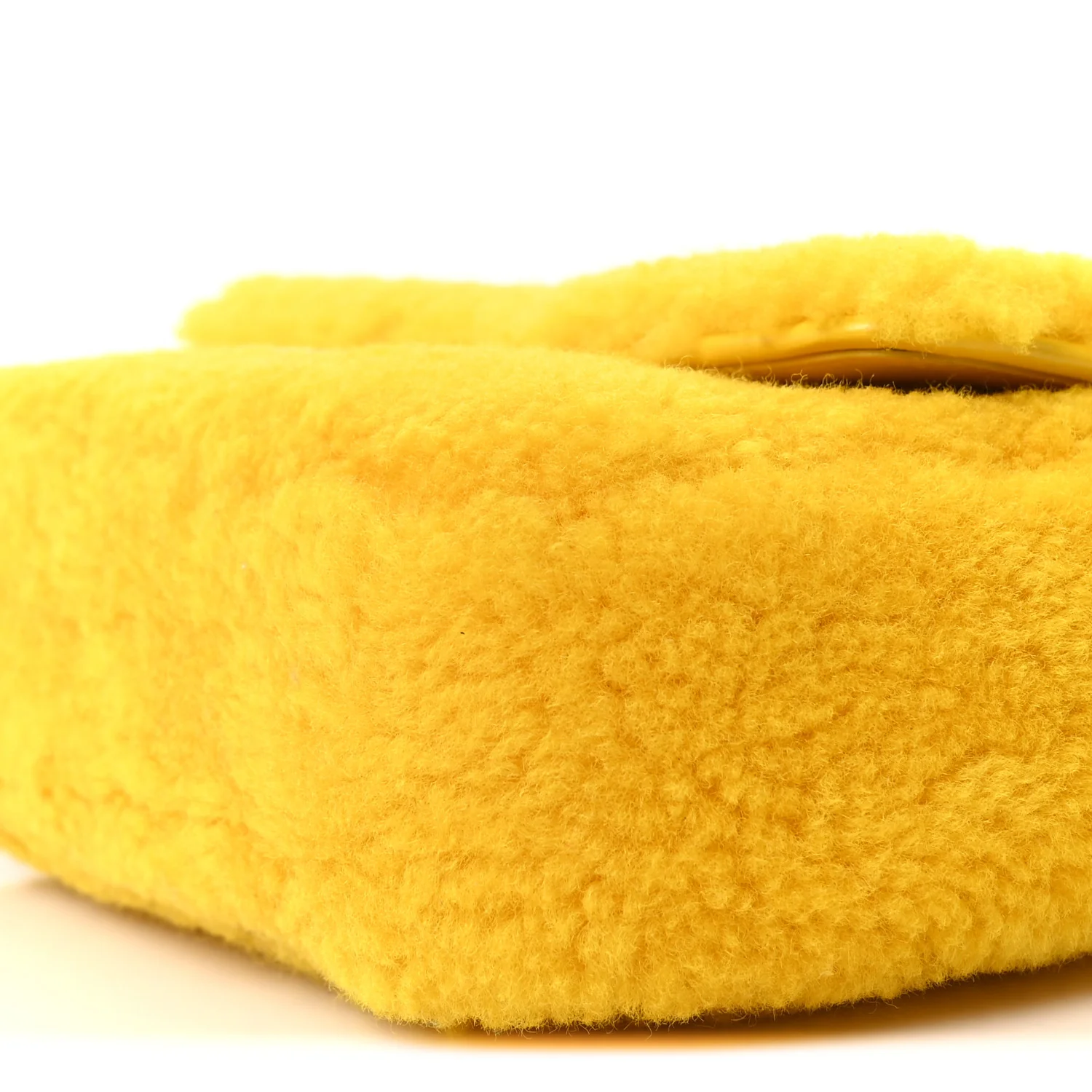 Fluffy Shearling Triomphe Claude Chain Shoulder Bag Yellow - Top Club
