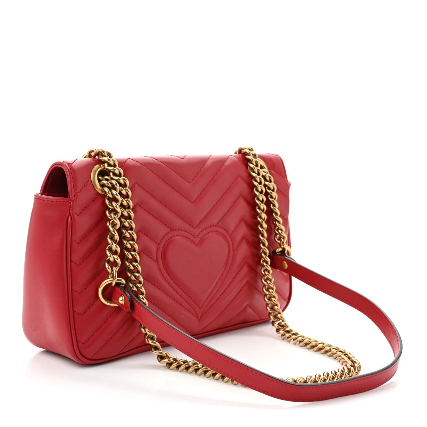 Calfskin Matelasse Small GG Marmont Shoulder Bag Hibiscus Red - Top Club