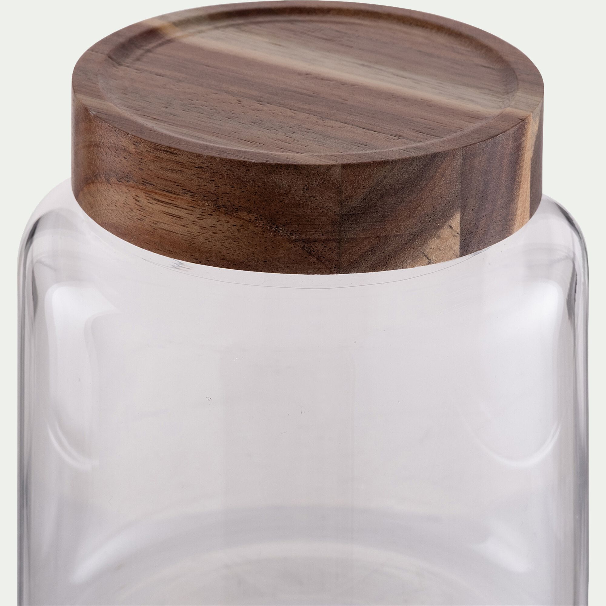 LOMBI - Bocal de conservation en verre avec couvercle en acacia 1,25L - transparent
