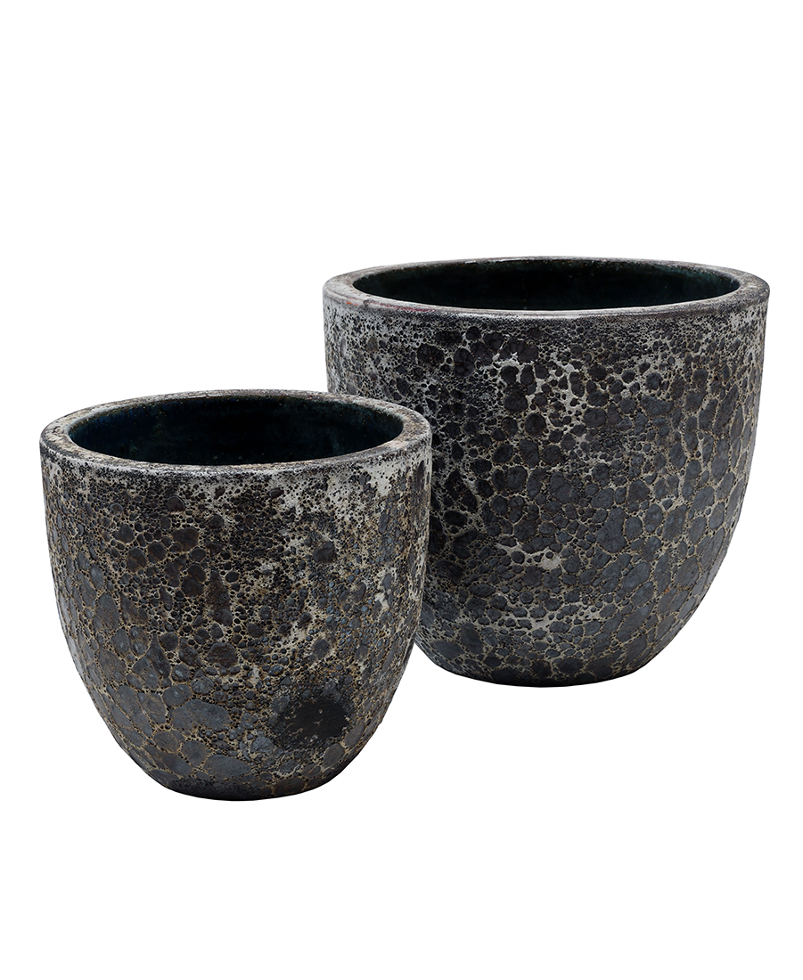 Plantenpot Laki relic black Ø36/35xH34/25 cm - set 2 stuks