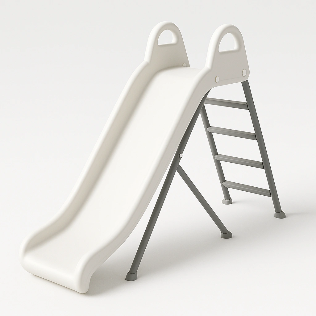 White plastic children's slide for the garden, 170 x 60 x 100 cm