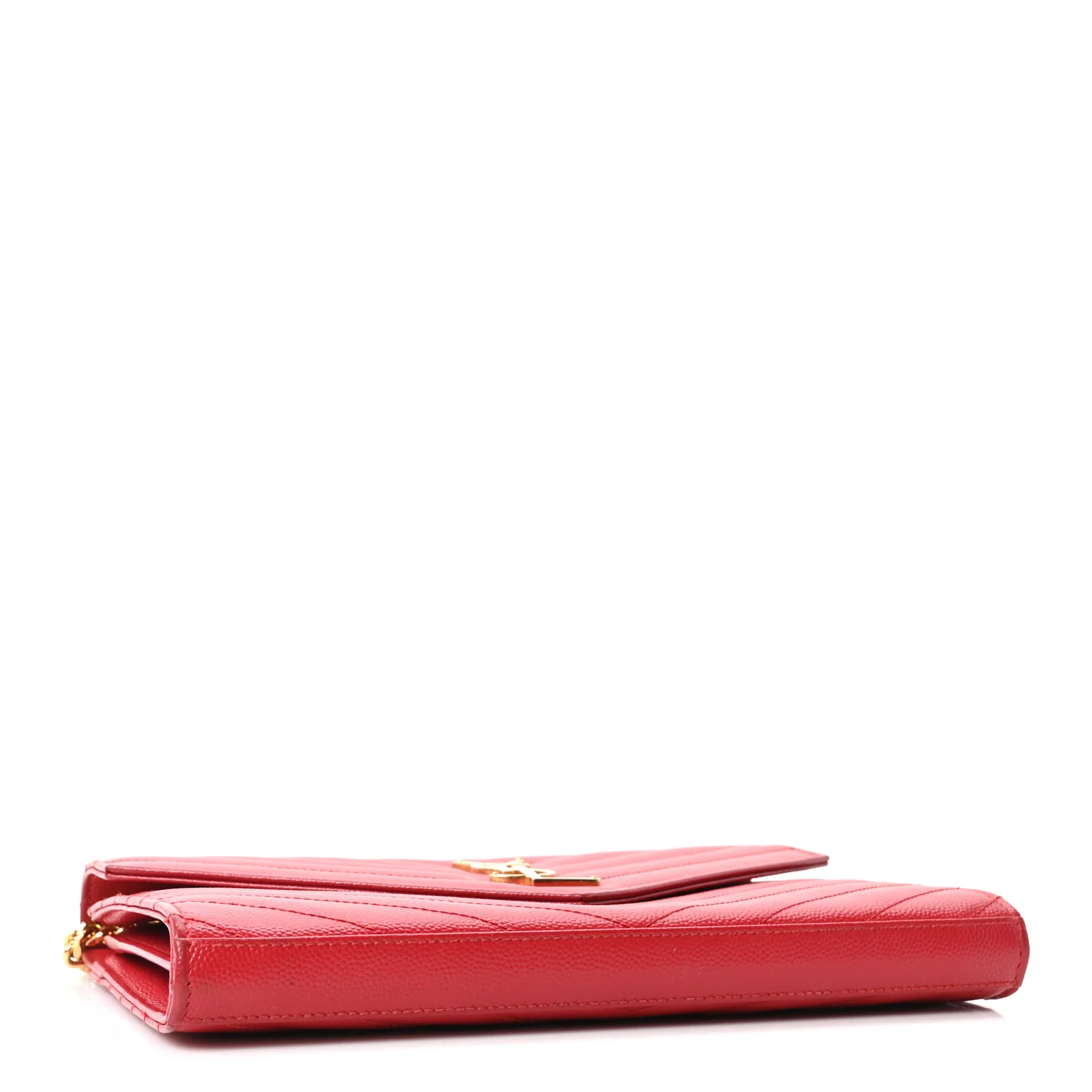Grain De Poudre Matelasse Chevron Monogram Chain Wallet Rouge Eros - Top Club