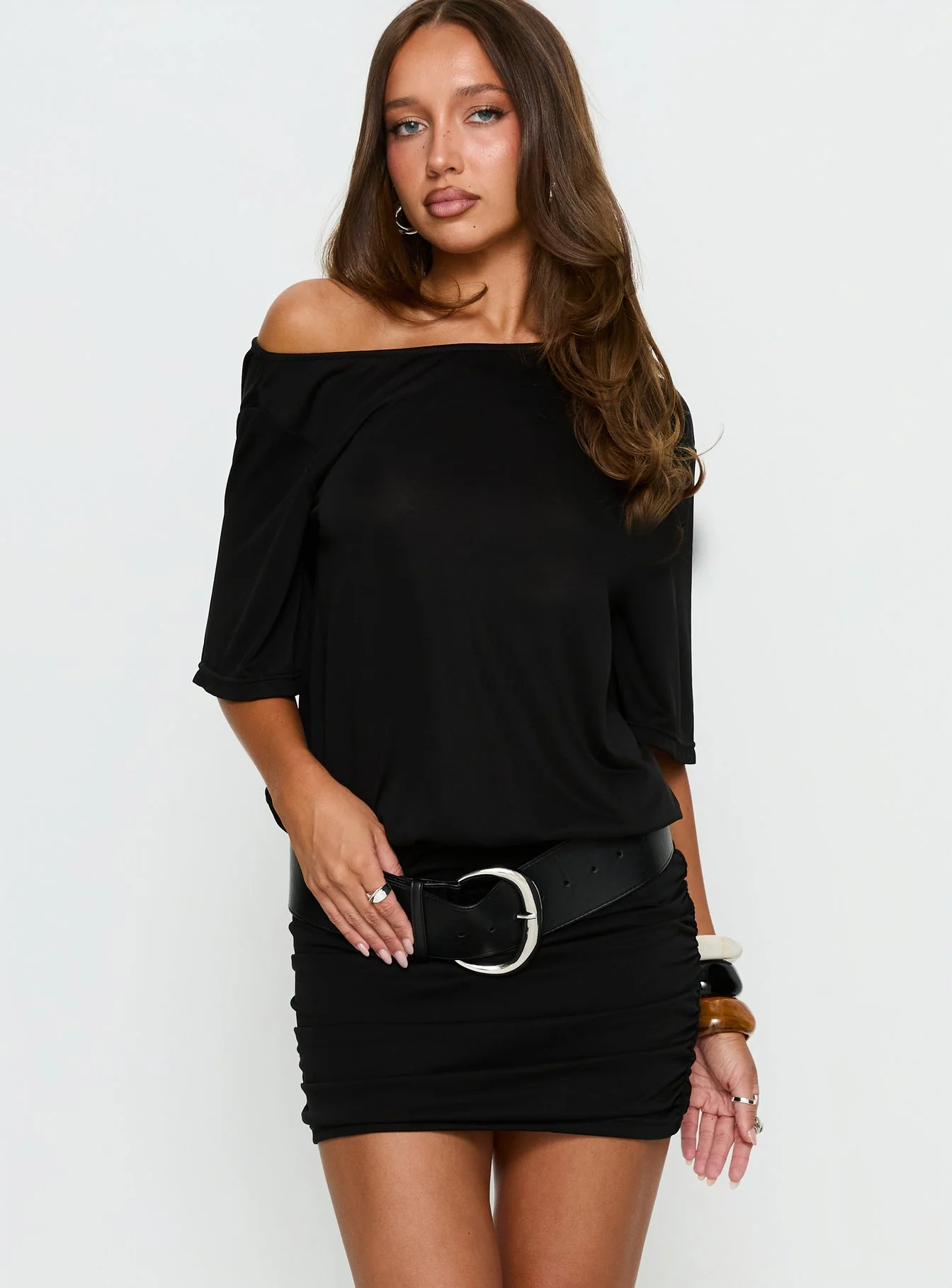 Romma Backless Slouchy Mini Dress Black