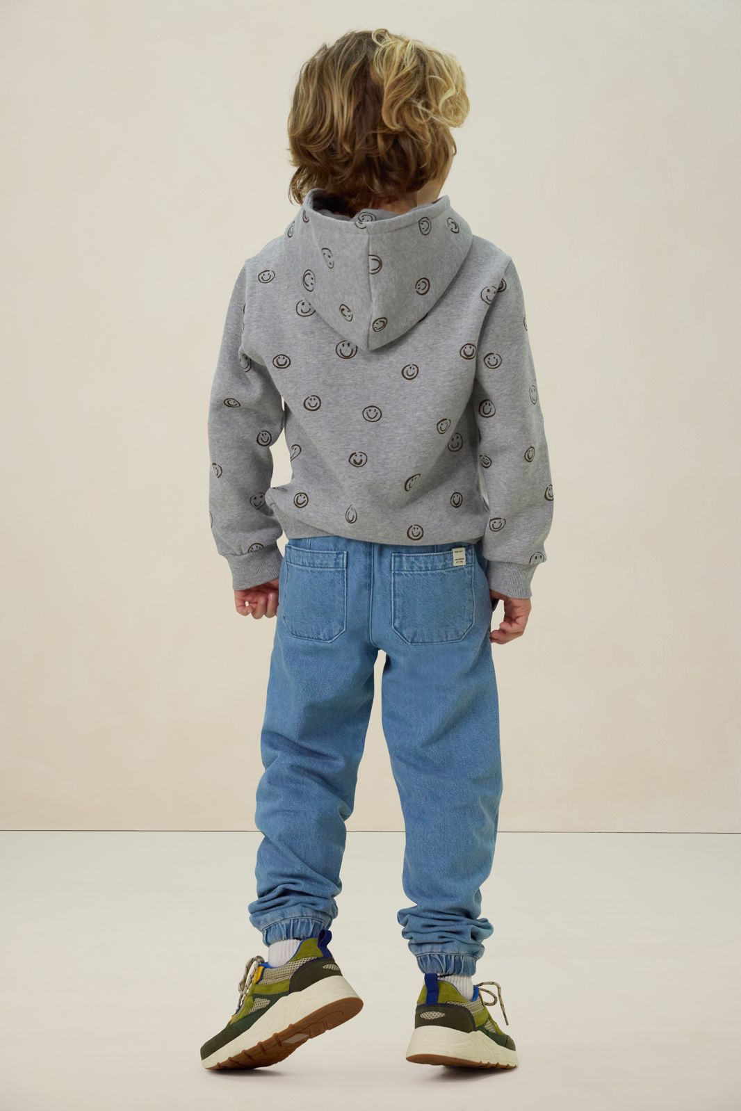 Lichtblauwe denim pull on broek met aantrekkoorden