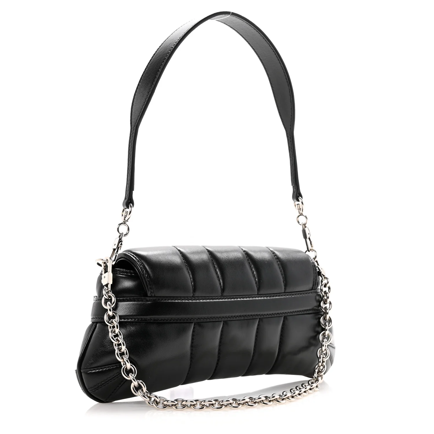 Nappa Vertical Matelasse Small Maxi Horsebit Chain Shoulder Bag Black - Top Club
