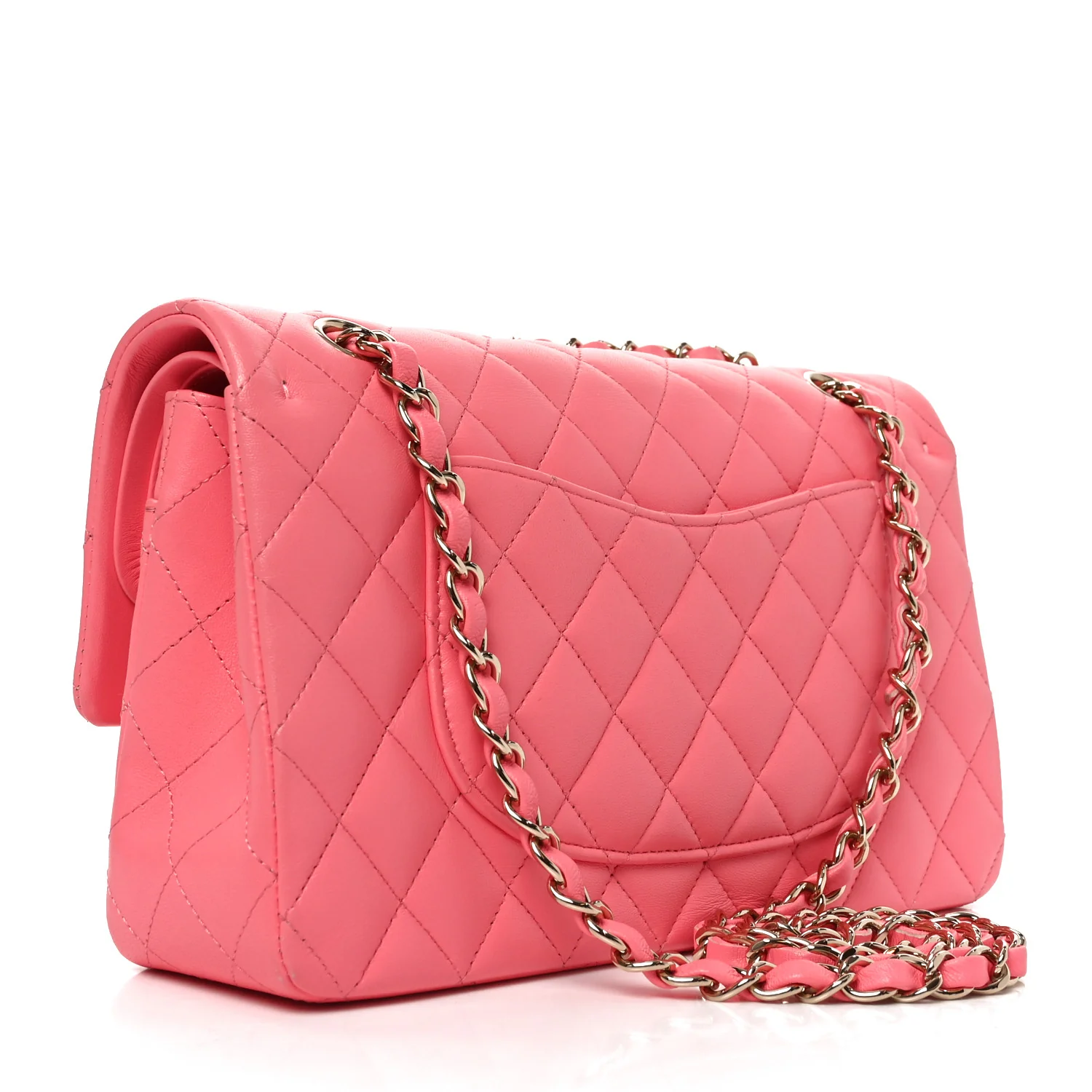 Lambskin Quilted Medium Double Flap Pink - Top Club