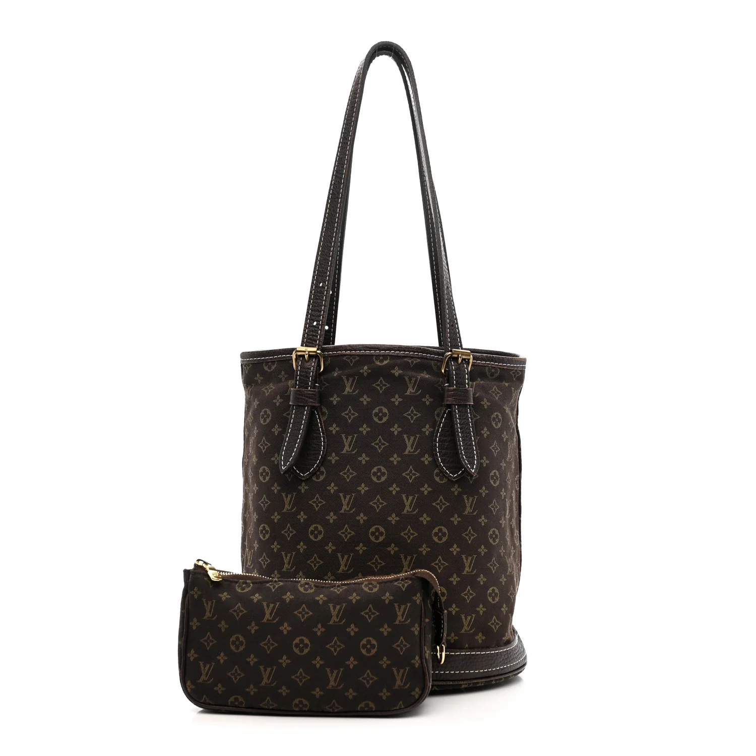 Mini Lin Monogram Bucket Bag Ebene