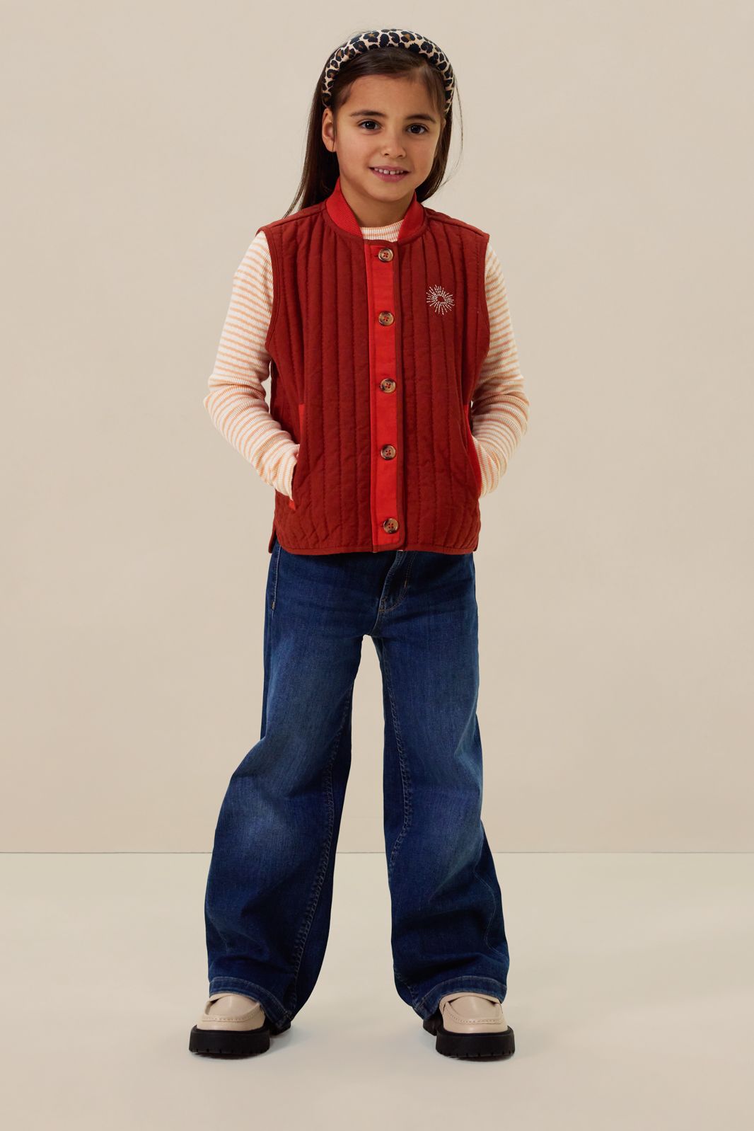 Rood quilted gilet met embroidery