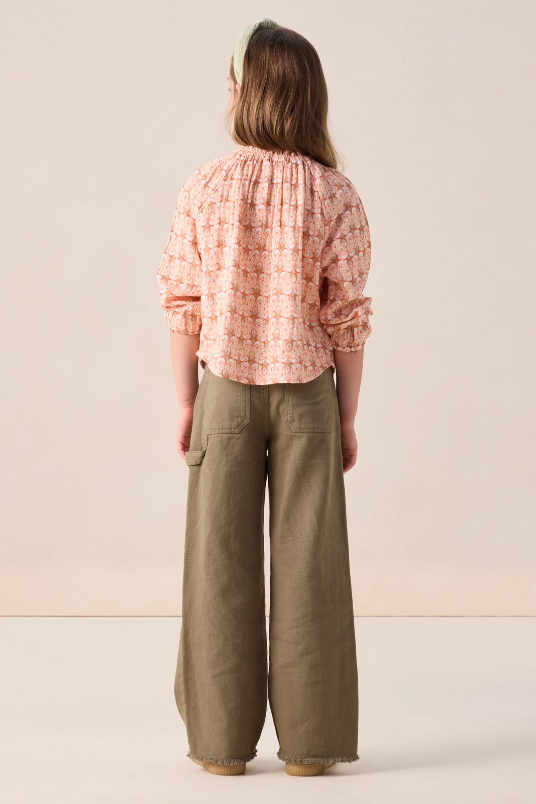 Lichtoranje blouse met print