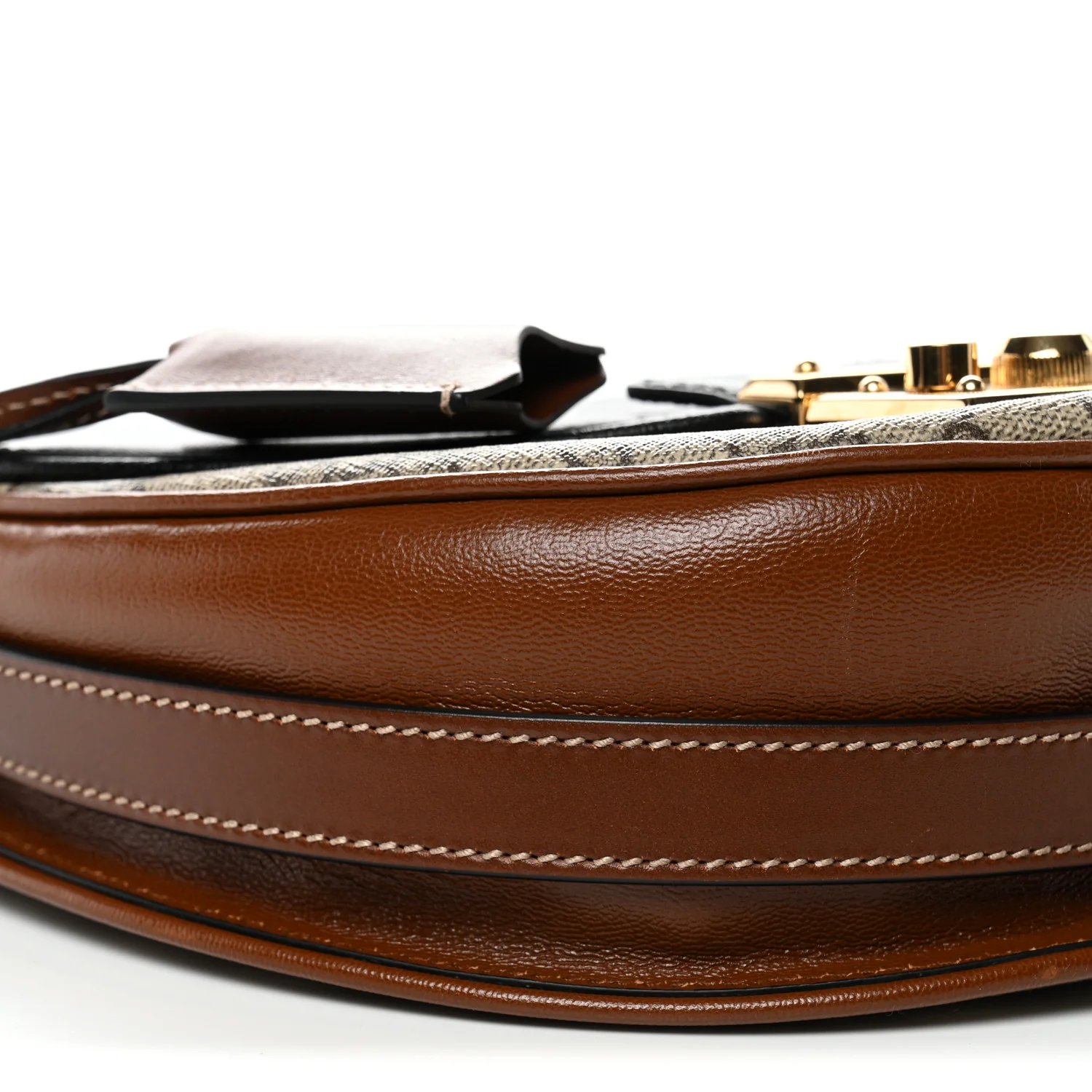 GG Supreme Monogram Calfskin Small Padlock Messenger Shoulder Bag Beige Black Cuir - Top Club