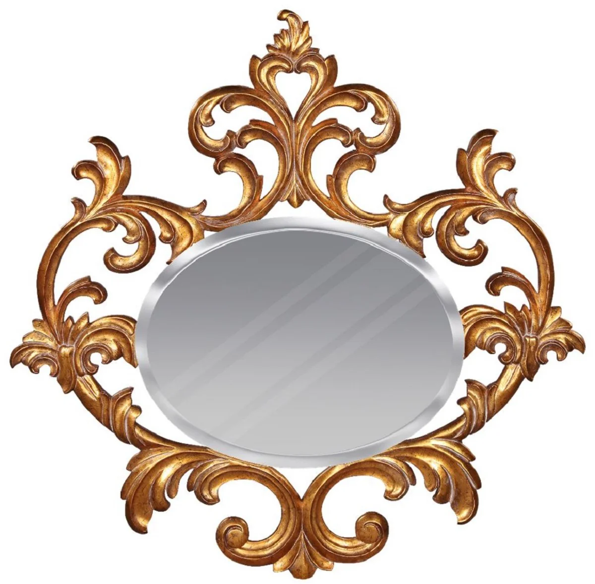 Luxury Baroque Mirror Gold - Magnificent Mahogany Wall Mirror in Baroque Style - Cloakroom Mirror - Living Room Mirror - Baroque Furniture - Noble & Magnificent