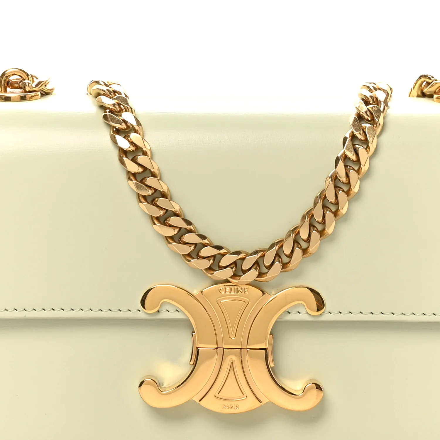 Shiny Calfskin Triomphe Chain Shoulder Bag Jade - Top Club
