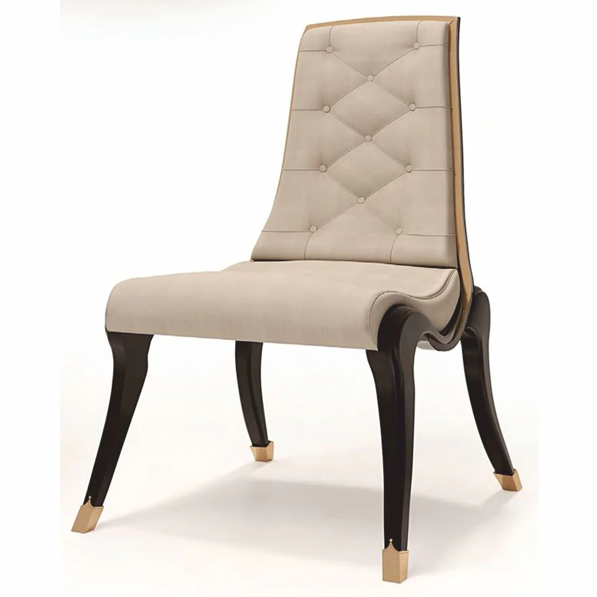 Luxury Leather Dining Chair Beige / Black / Bronze - Made in Italy