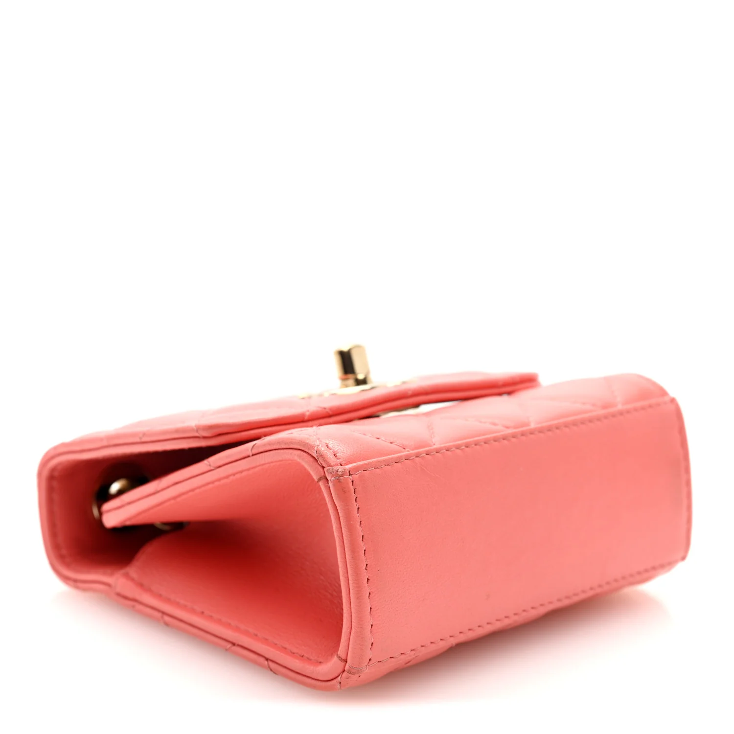 Lambskin Quilted Mini Trendy CC Clutch With Chain Coral Pink - Top Club