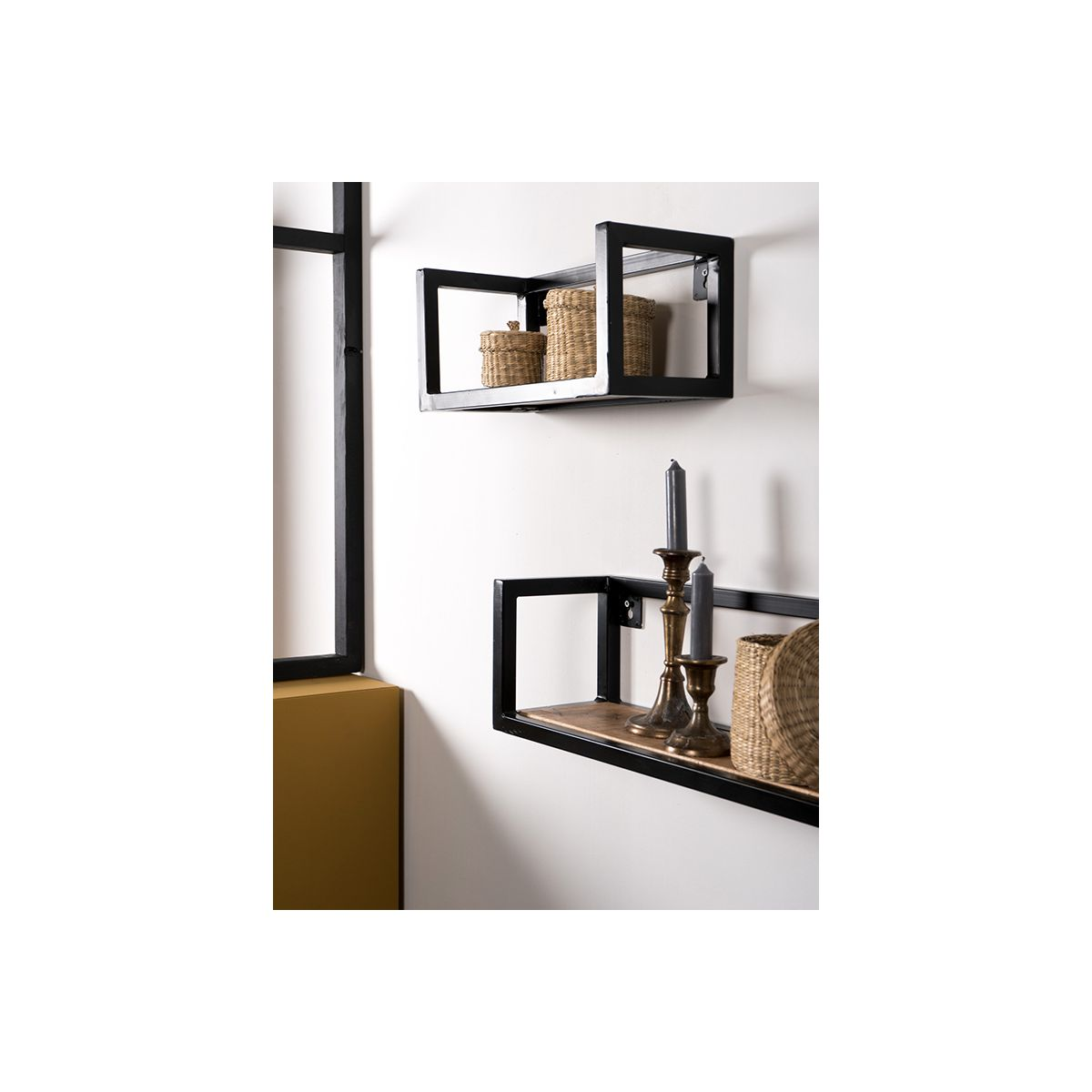 Wandplank Vintage zwart mangohout klein – set van 3