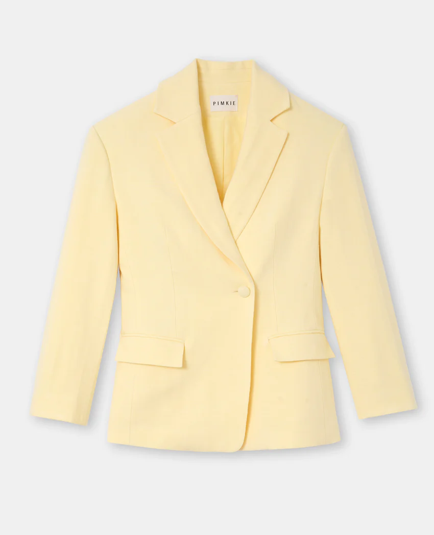 Pimkie Veste blazer long et cintré en tissu effet lin
