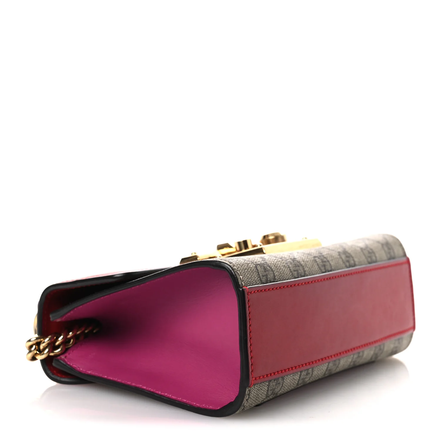 GG Supreme Monogram Calfskin Small Padlock Shoulder Bag Beige Hibiscus Red New Rosette - Top Club