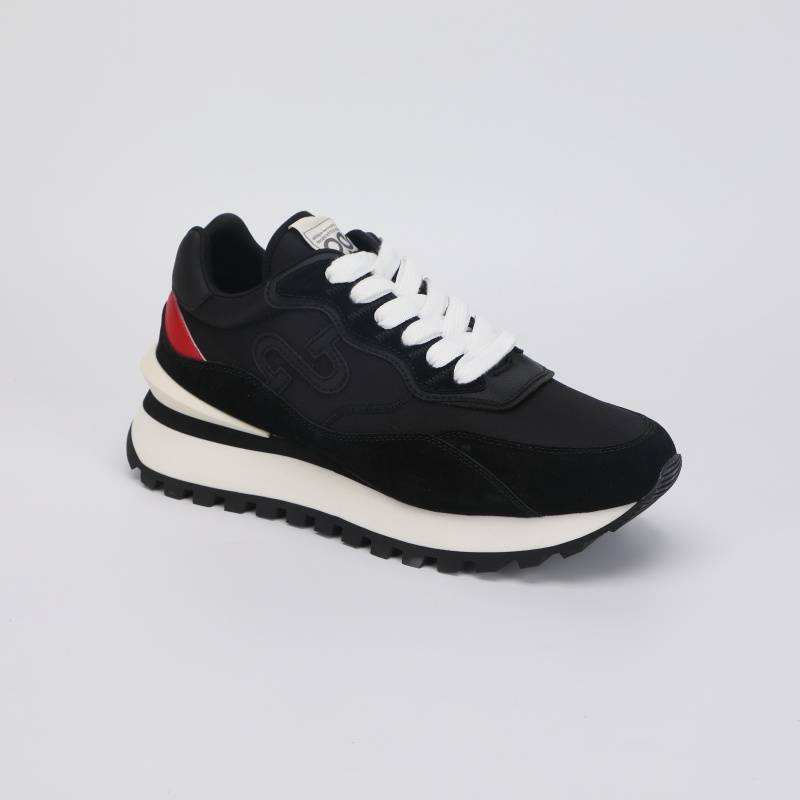 Men Lace-Up Suede Leather Black Sneakers Running Shoes
