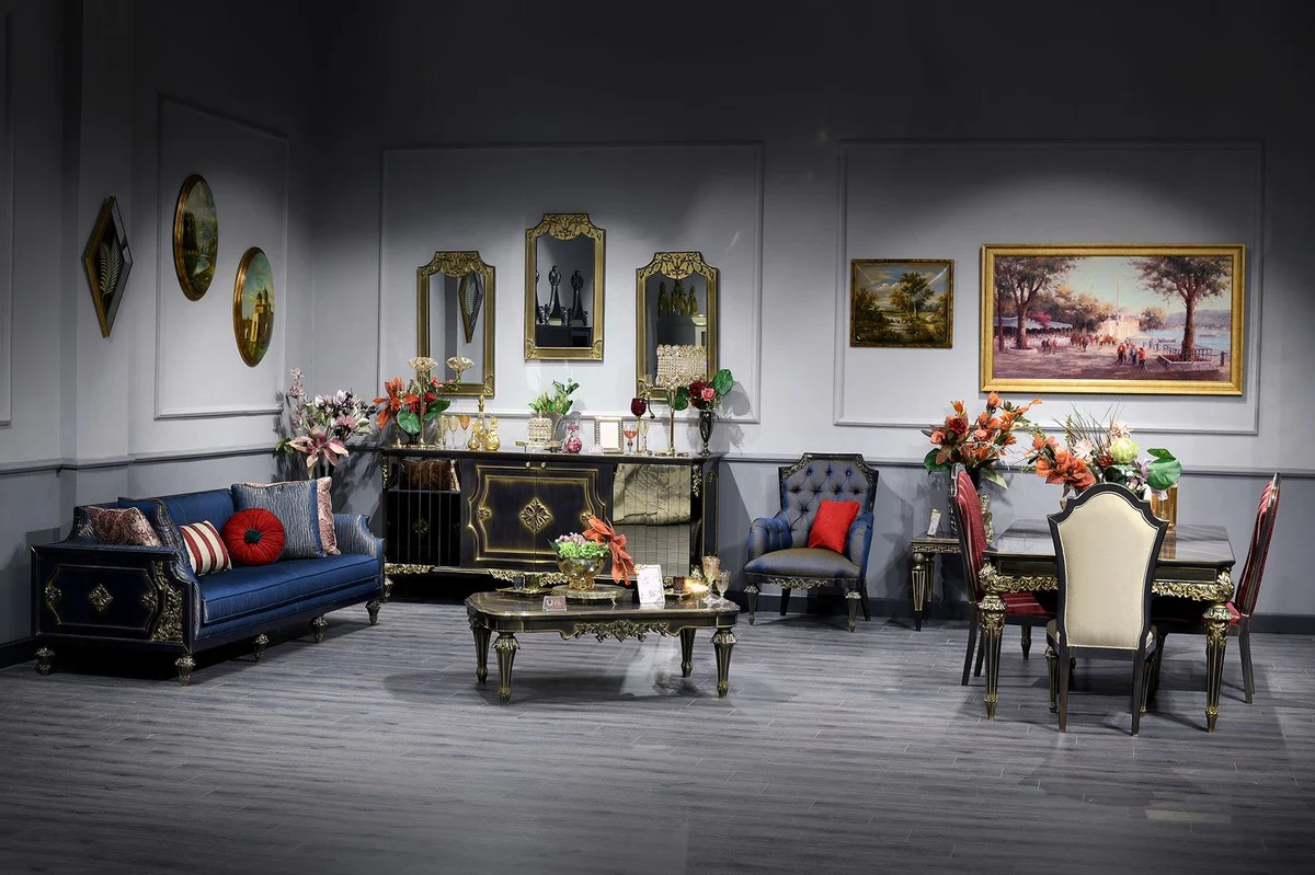 Luxury Baroque Dining Room Set - 1 Dining Table & 6 Dining Chairs - Handcrafted Dining Room Furniture in Baroque Style