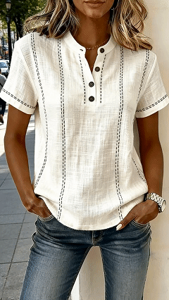 Women's V-neck Short-sleeve Casual Loose Cotton Top - Nordfashionstorm - Women's Clothing, Fashion for You - Nordfashionstorm.com