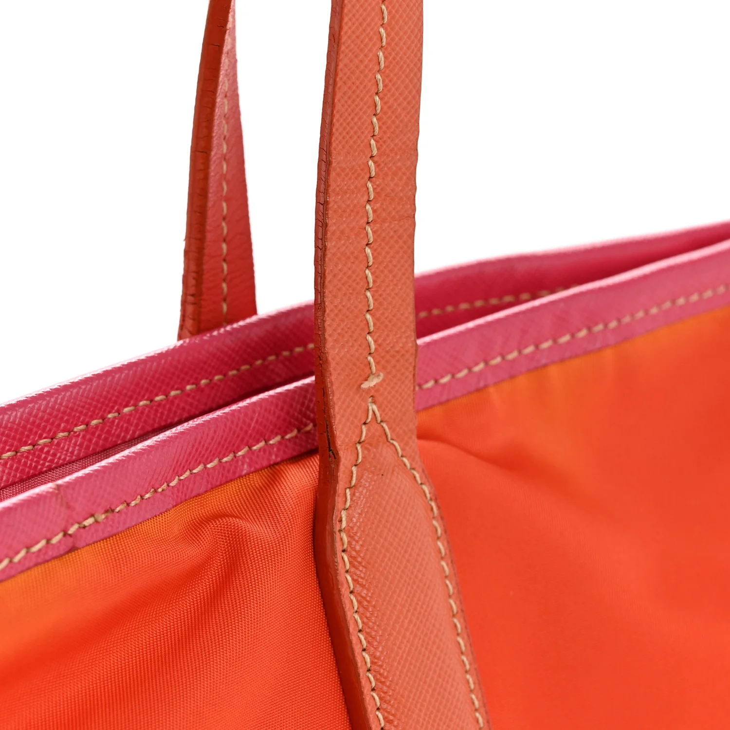 Tessuto Nylon Saffiano Tote Papaya Ibisco - Top Club