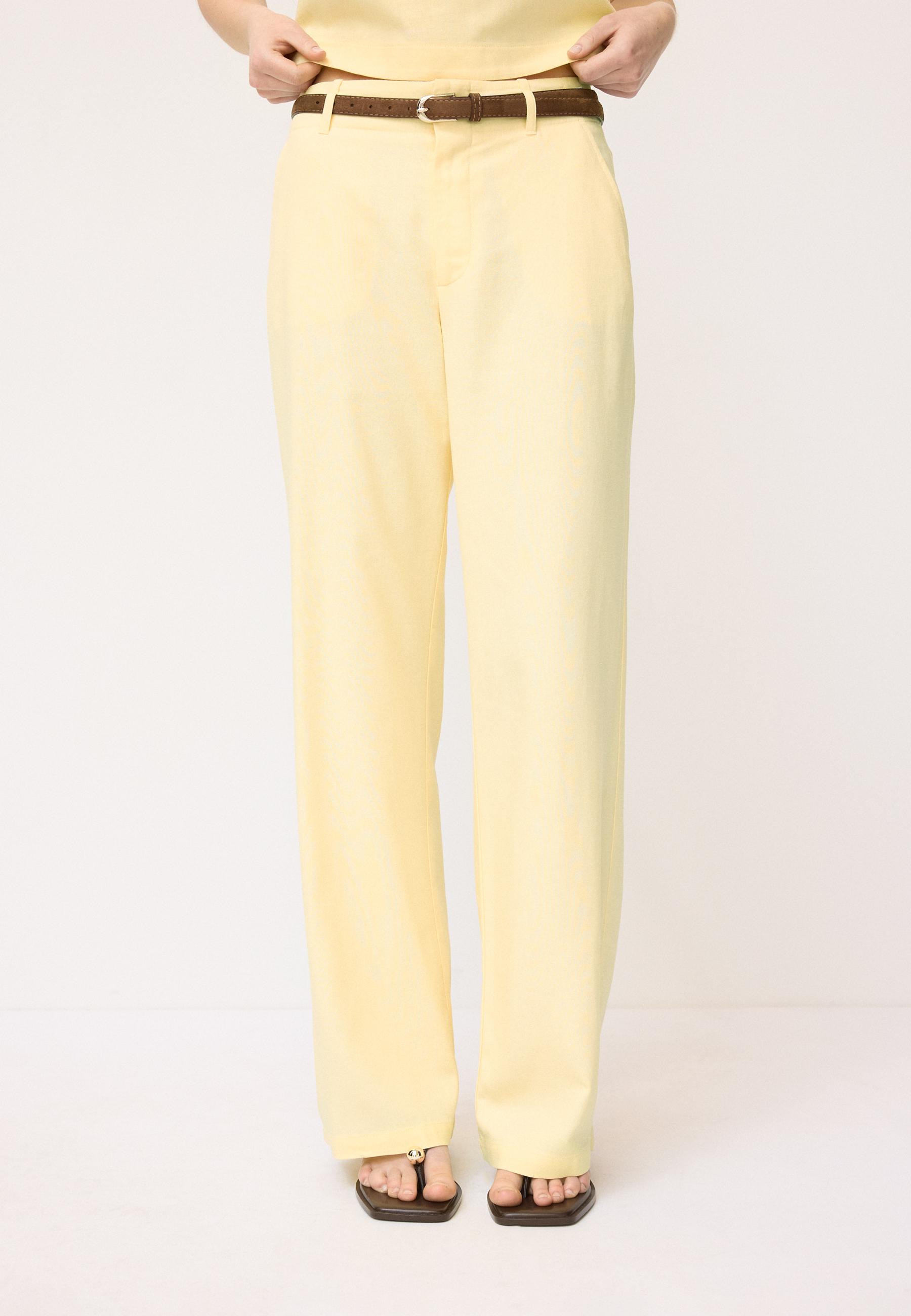 STRAIGHT-LEG LINEN-EFFECT TROUSERS WITH BELT