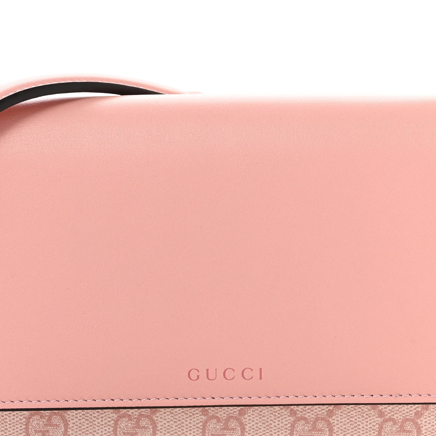GG Supreme Monogram Textured Calfskin Emblem Wallet On Chain Pink - Top Club