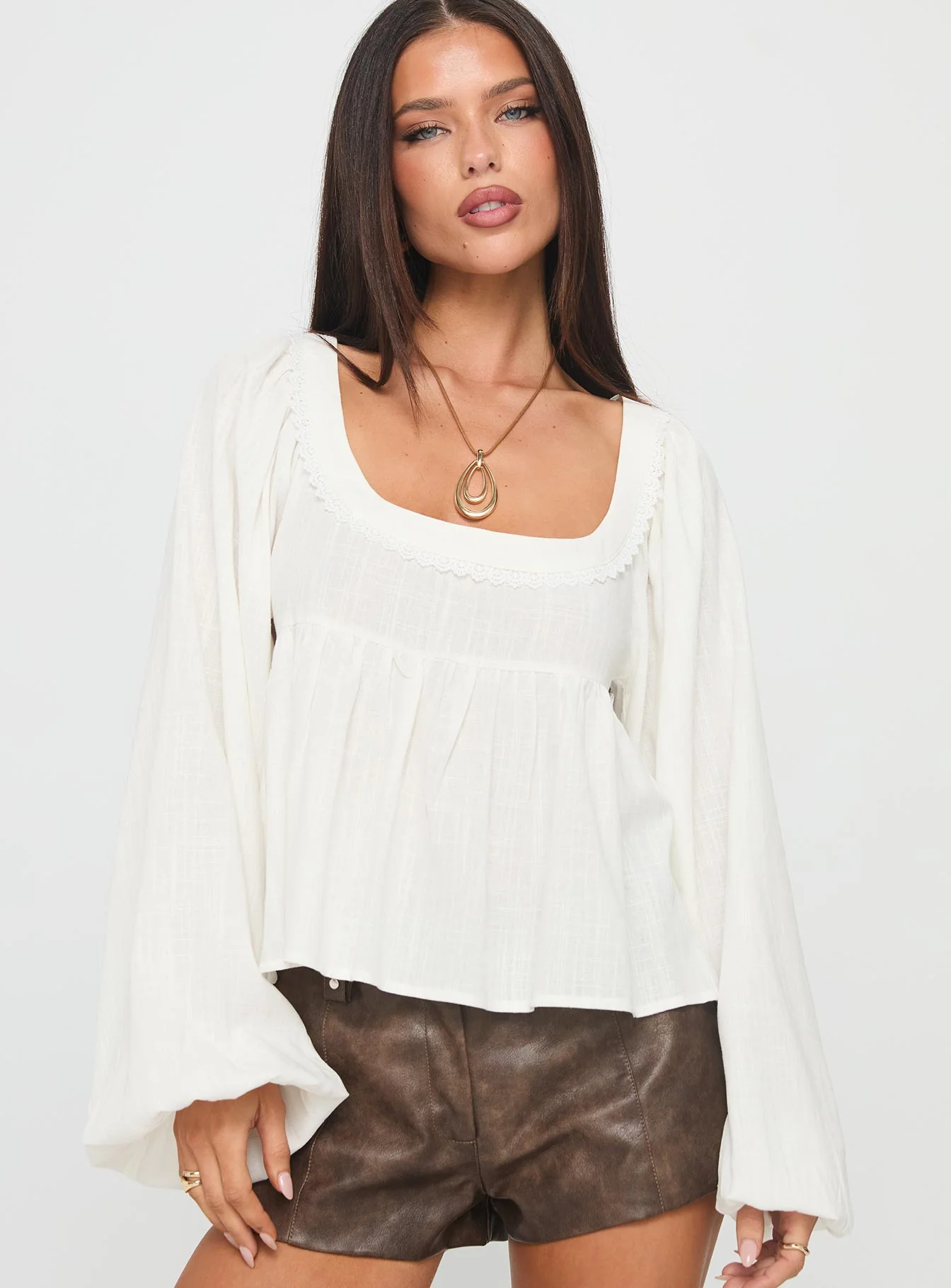 Benjie Long Sleeve Top White