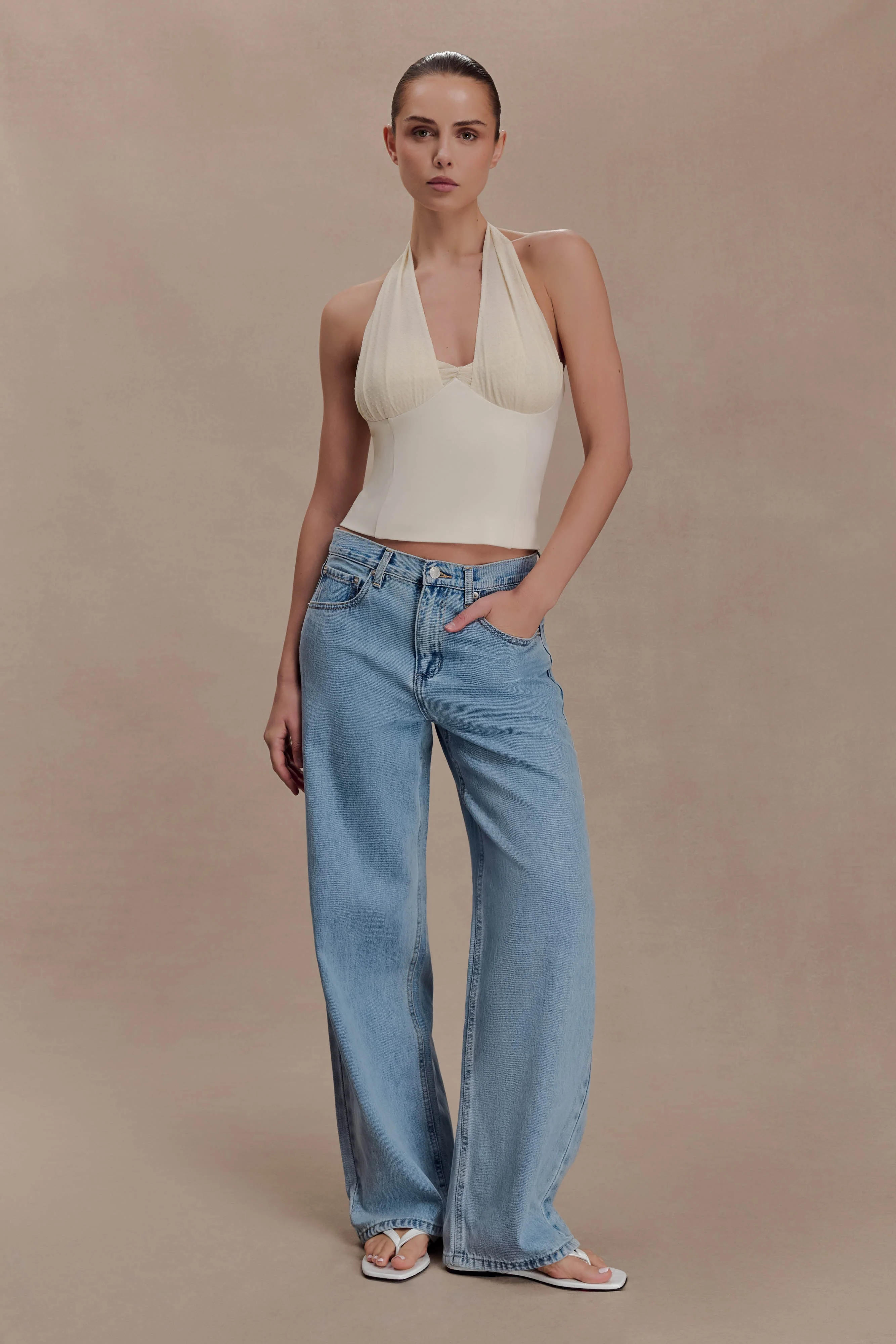 Cressida Crepe Halter Top - Ivory