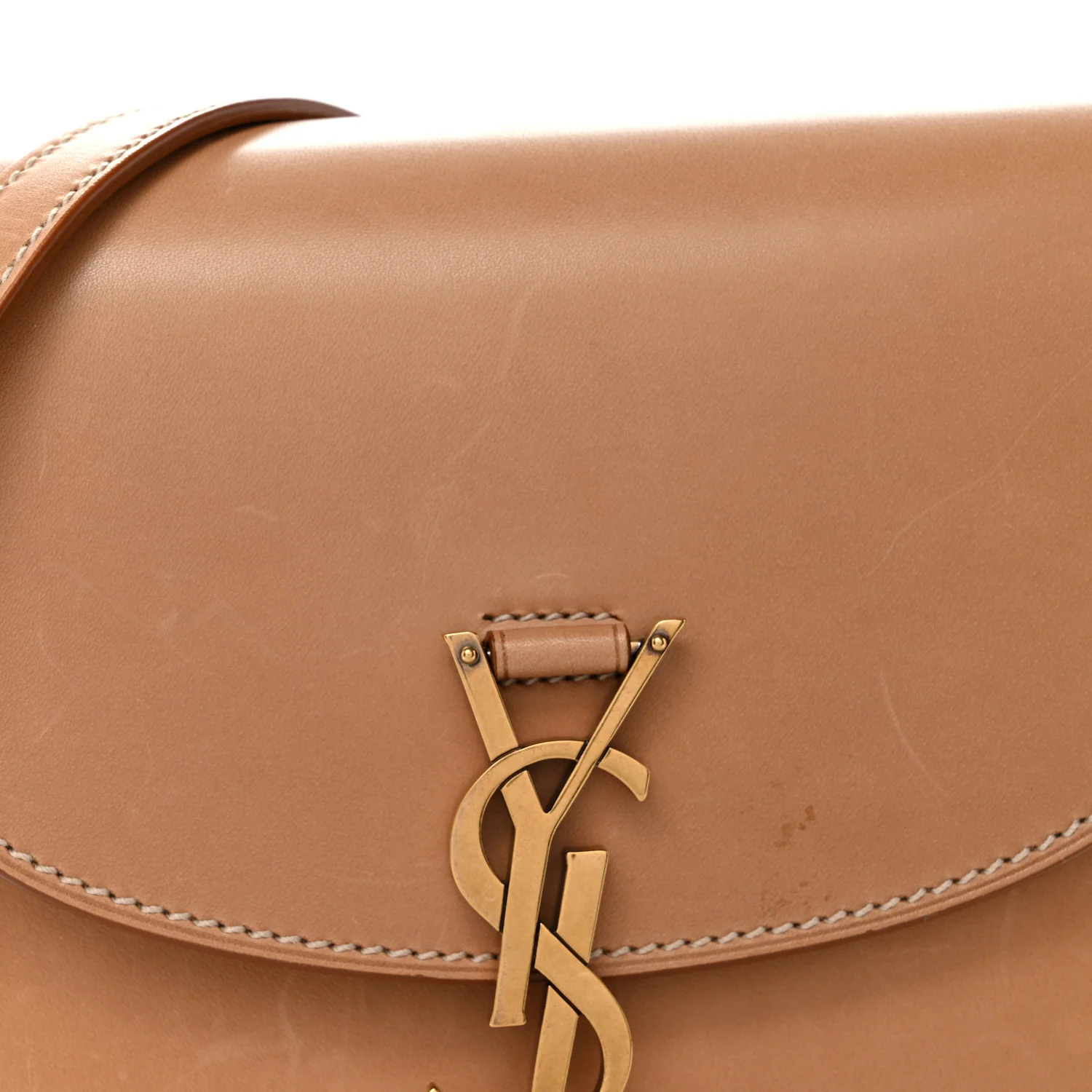 Smooth Vintage Calfskin Small Kaia Satchel Brown Gold - Top Club