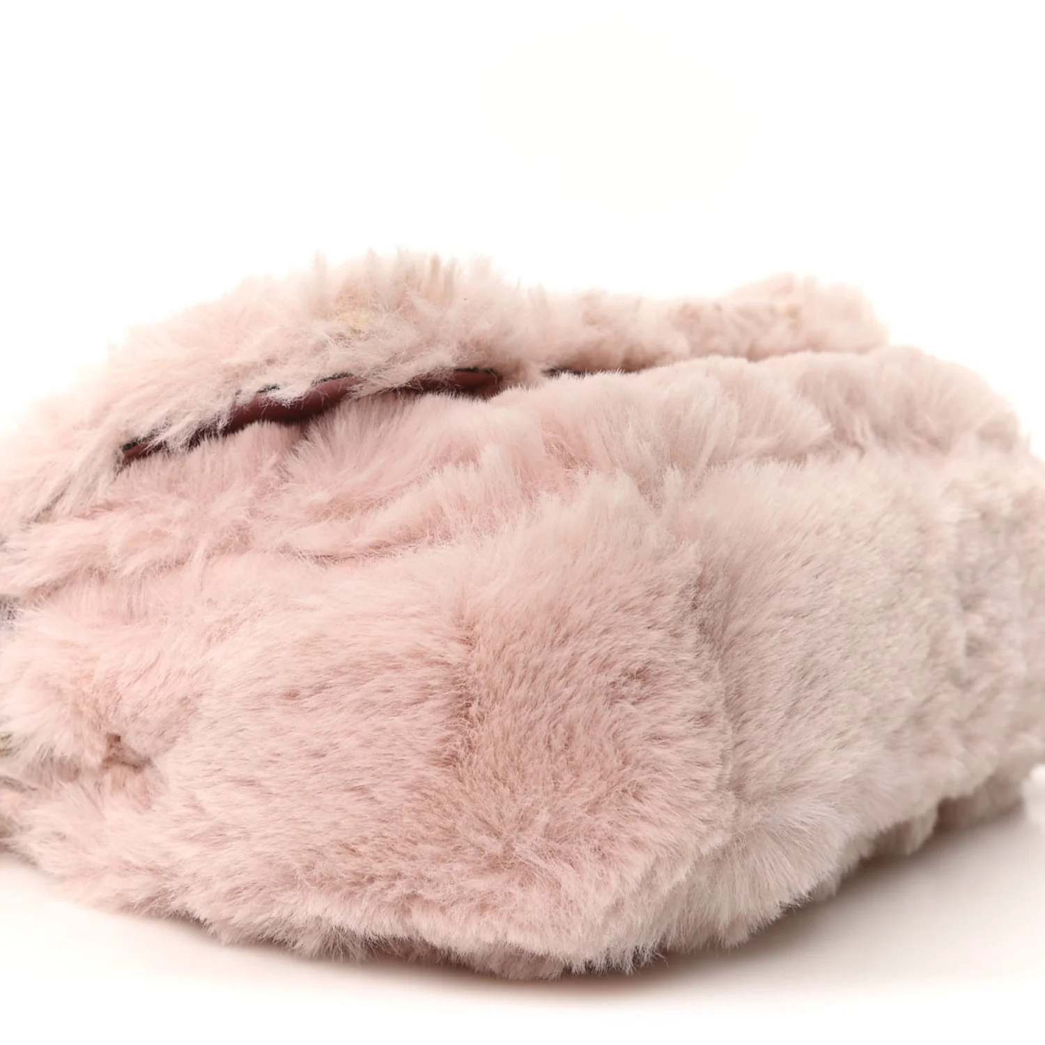 Faux Fur Quilted Virtus V Mini Chain Flap Shoulder Bag English Rose - Top Club