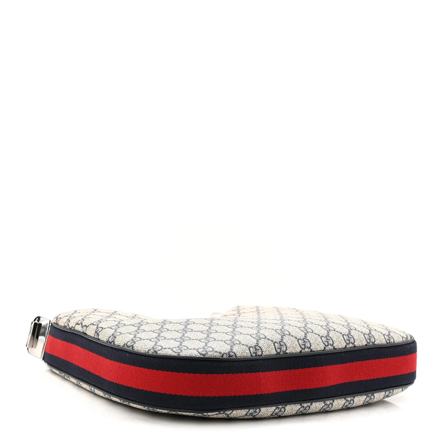 GG Supreme Monogram Textured Calfskin Web Large Attache Shoulder Bag Beige Blue - Top Club